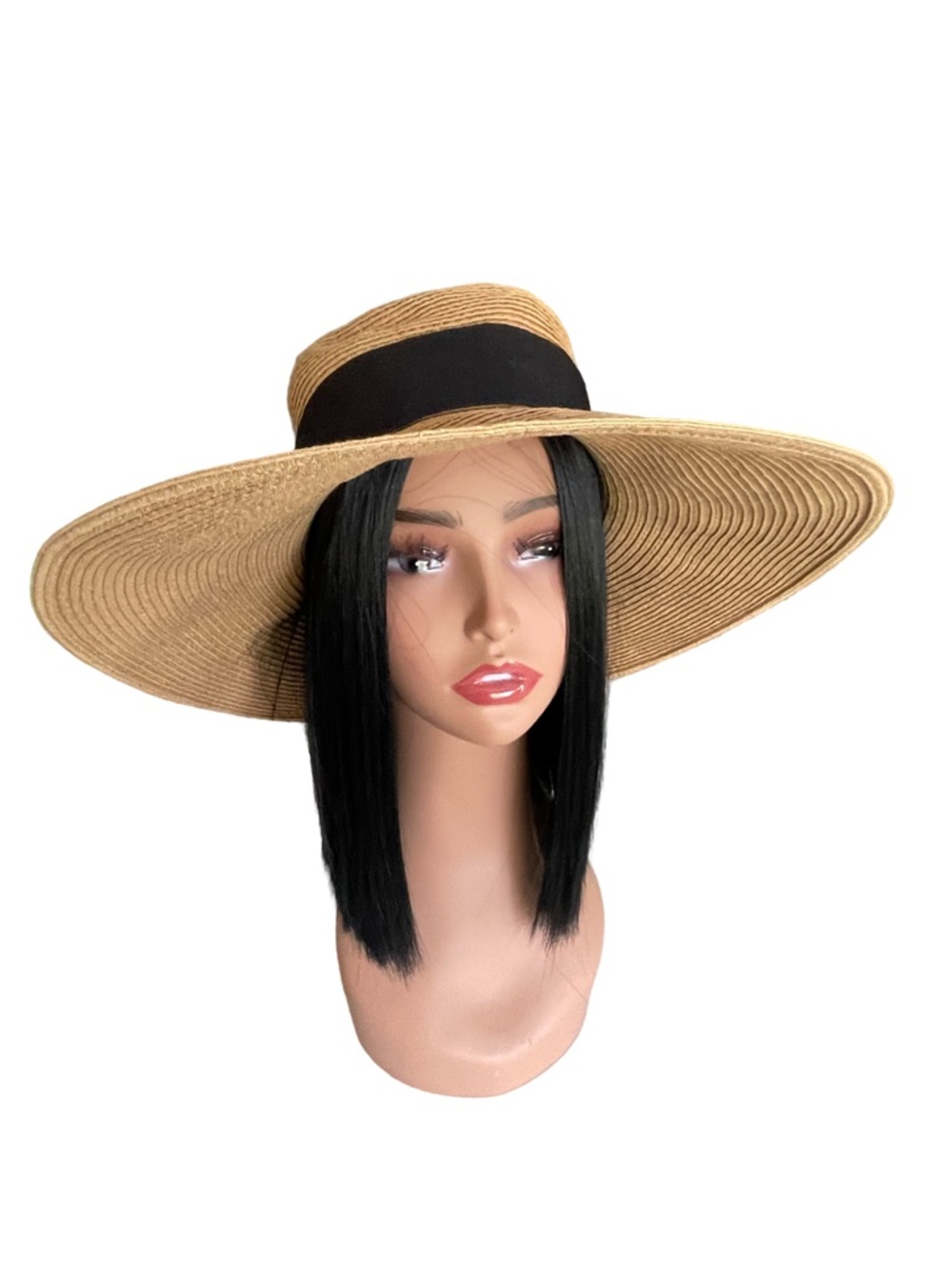 Nordstrom Wide Brim Straw Sun Hat with Black Ribbon Band - Picture 6 of 12